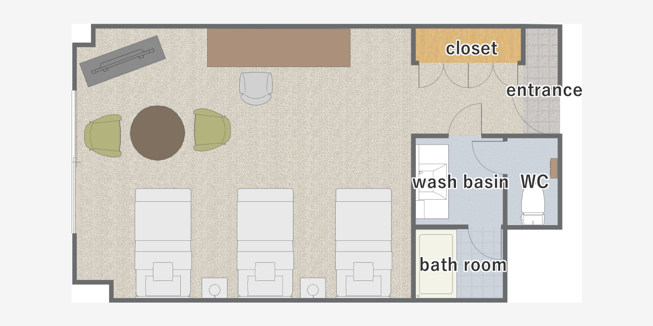 スーペリアツイン角部屋の間取り